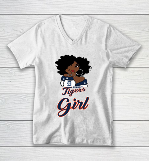 Detroit Tigerss Girl MLB V-Neck T-Shirt 2