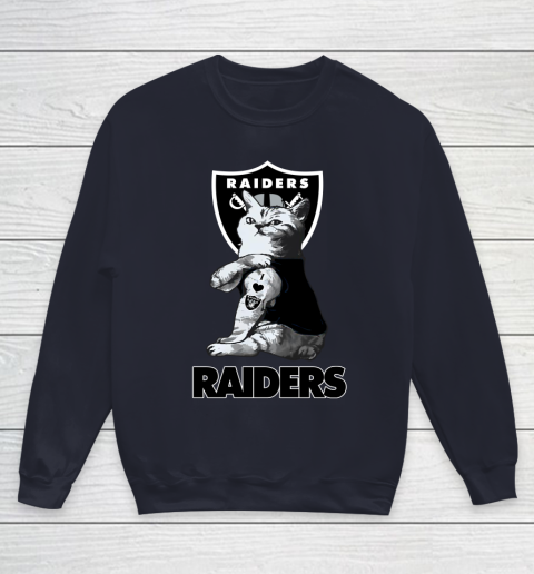 NFL Football My Cat Loves Oakland Raiders Youth Sweatshirt 2