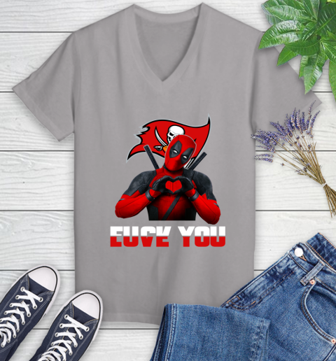 NHL Tampa Bay Buccaneers Deadpool Love You Fuck You Football Sports Women's V-Neck T-Shirt 4