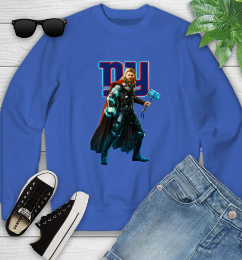 NFL Thor Avengers Endgame Football New York Giants Youth Sweatshirt 8