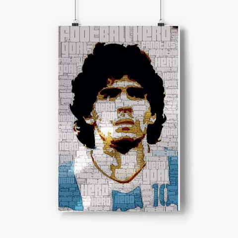 Diego Maradona Argentina Soccer Football Star  Art Light Poster