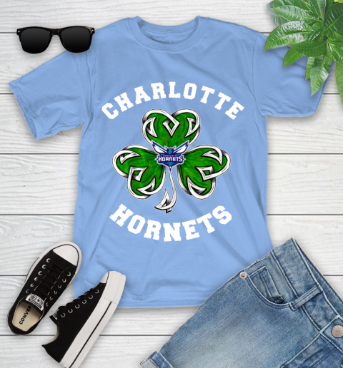 NBA Charlotte Hornets Three Leaf Clover St Patrick's Day Basketball Sports Youth T-Shirt 15