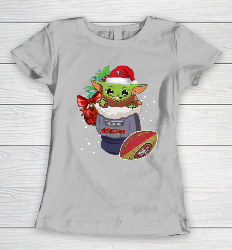 San Francisco 49ers Christmas Baby Yoda Star Wars Funny Happy NFL Women's T-Shirt 6