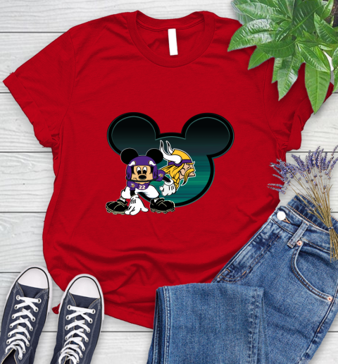 NFL Minnesota Vikings Mickey Mouse Disney Football T Shirt Women's T-Shirt 9