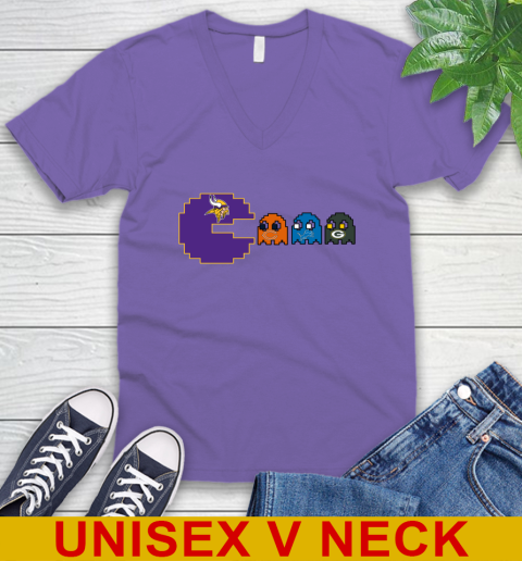 Minnesota Vikings NFL Football Pac Man Champion V-Neck T-Shirt 9