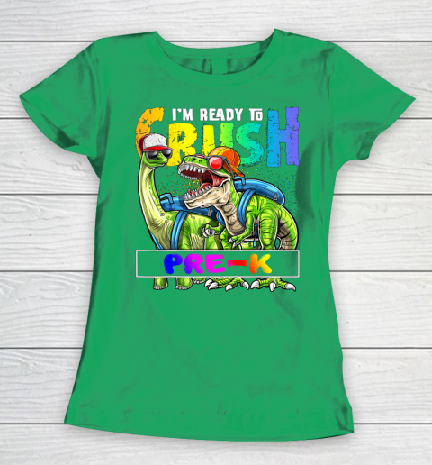 Next Level t shirts I m Ready To Crush Pre K T Rex Dino Holding Pencil Back To School Women's T-Shirt 5