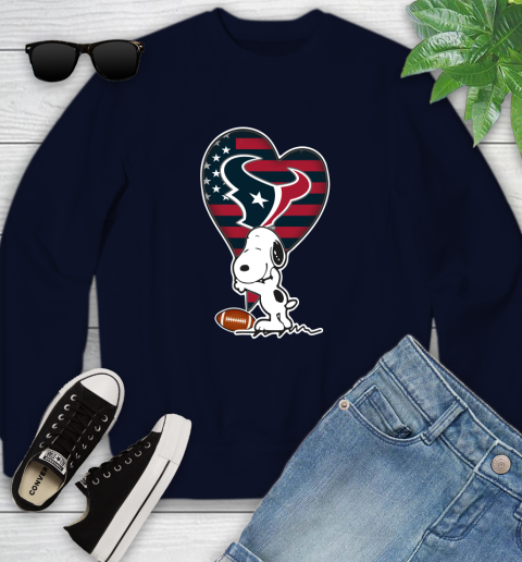 Houston Texans NFL Football The Peanuts Movie Adorable Snoopy Youth Sweatshirt 3