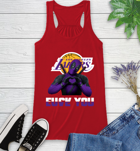 NBA Los Angeles Lakers Deadpool Love You Fuck You Basketball Racerback Tank 5