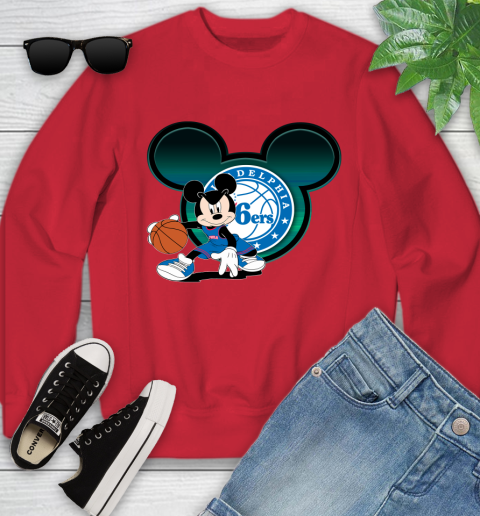 NBA Philadelphia 76ers Mickey Mouse Disney Basketball Youth Sweatshirt 9