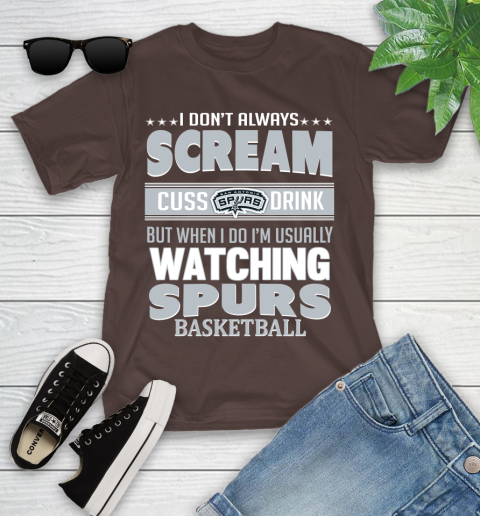 San Antonio Spurs NBA Basketball I Scream Cuss Drink When I'm Watching My Team Youth T-Shirt 7