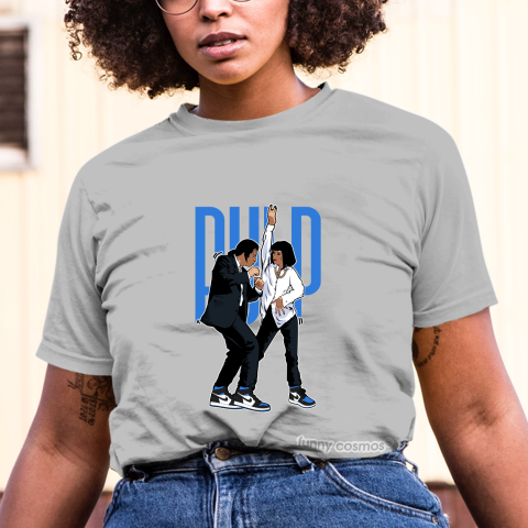 Air Jordan 1 Royal Toe Matching Sneaker Tshirt Pulp Fiction Dance Black and Blue Jordan Tshirt