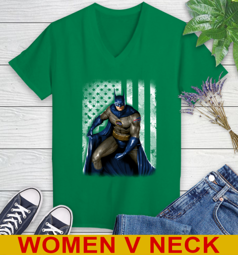 Buffalo Bills NFL Football Batman DC American Flag Shirt Women's V-Neck T-Shirt 5