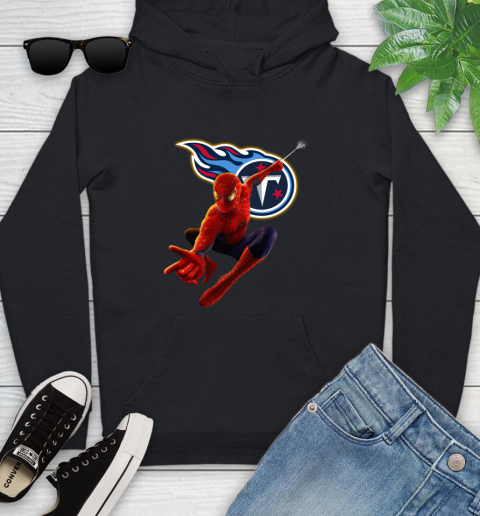 NFL Spider Man Avengers Endgame Football Tennessee Titans Youth Hoodie 2