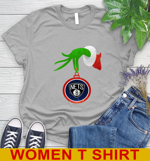 Brooklyn Nets Grinch Merry Christmas NBA Basketball Women's T-Shirt 5