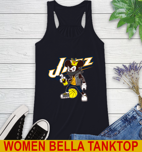 Utah Jazz NBA Basketball Mickey Peace Sign Sports Racerback Tank 10