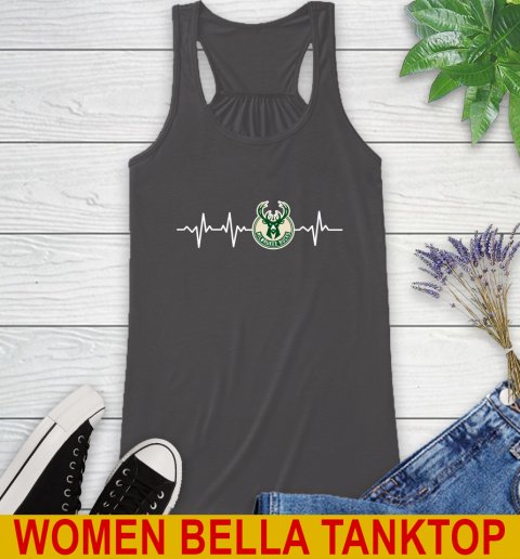 Milwaukee Bucks NBA Basketball Heart Beat Shirt Racerback Tank 10