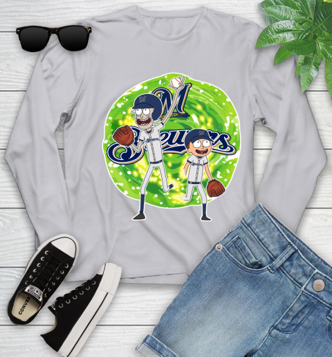 MLB Milwaukee Brewers Rick And Morty Baseball Sports Youth Long Sleeve 5