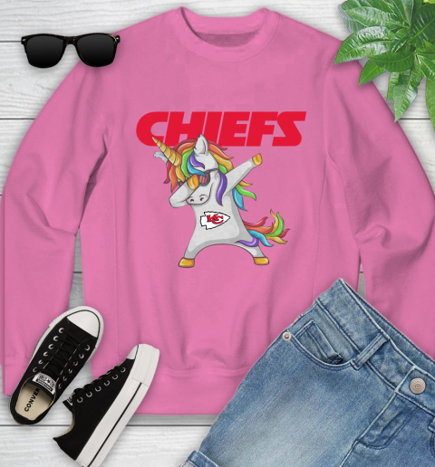 Kansas City Chiefs NFL Football Funny Unicorn Dabbing Sports Youth Sweatshirt 7