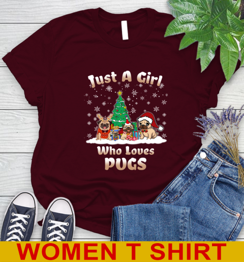 Christmas Just a girl who love pugs dog pet lover 90