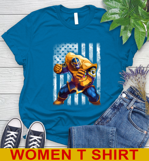 NBA Basketball Indiana Pacers Thanos Marvel American Flag Shirt Women's T-Shirt 8