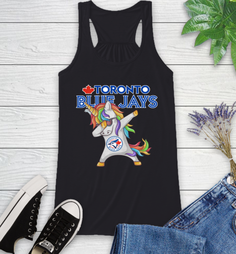 Toronto Blue Jays MLB Baseball Funny Unicorn Dabbing Sports Racerback Tank 2