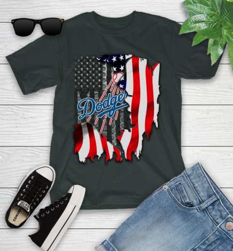 Los Angeles Dodgers MLB Baseball American Flag Youth T-Shirt 6