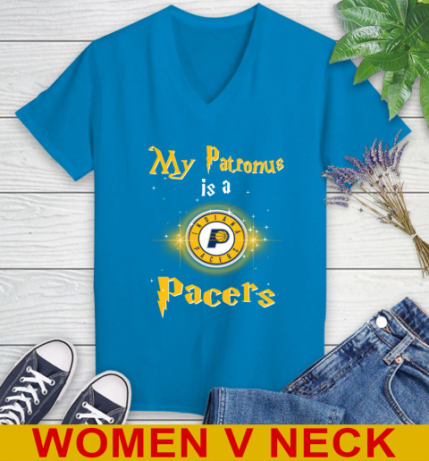 NBA Basketball Harry Potter My Patronus Is A Indiana Pacers Women's V-Neck T-Shirt 7