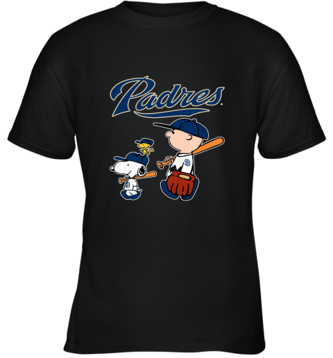 i2io san diego padres lets play baseball together snoopy mlb shirt youth t shirt 26 front black