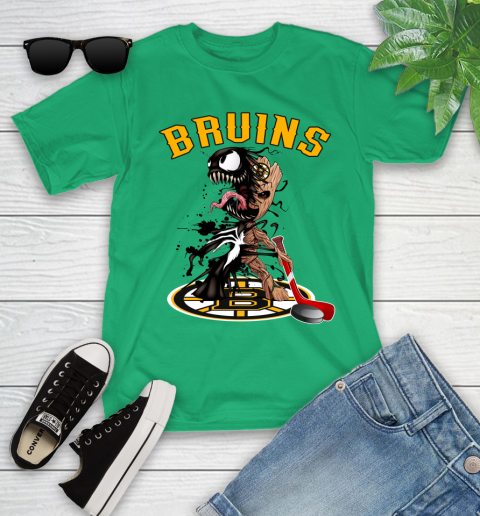 NHL Boston Bruins Hockey Venom Groot Guardians Of The Galaxy Youth T-Shirt 6
