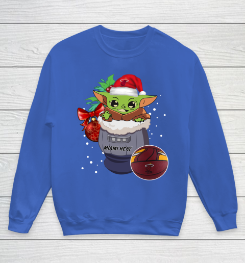 Miami Heat Christmas Baby Yoda Star Wars Funny Happy NBA Youth Sweatshirt 8