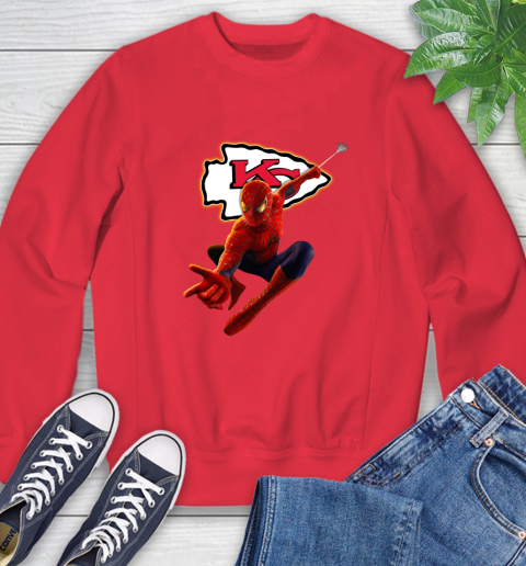 NFL Spider Man Avengers Endgame Football Kansas City Chiefs Sweatshirt 10