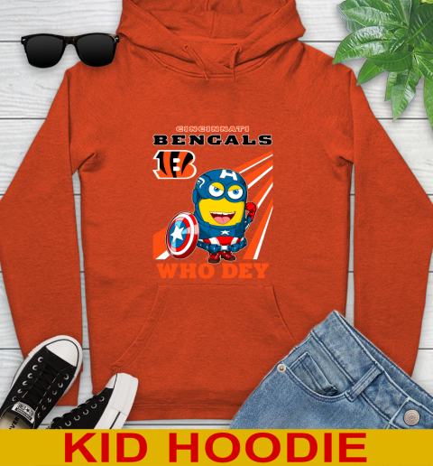 NFL Football Cincinnati Bengals Captain America Marvel Avengers Minion Shirt Youth Hoodie 4