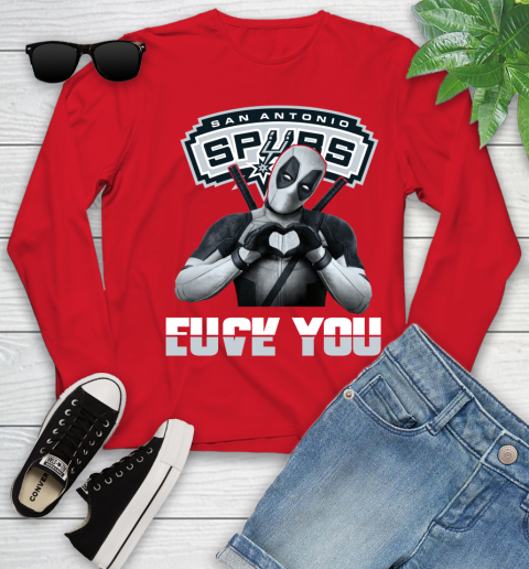 NBA San Antonio Spurs Deadpool Love You Fuck You Basketball Sports Youth Long Sleeve 11