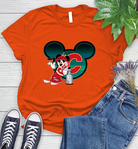 NHL Calgary Flames Stanley Cup Mickey Mouse Disney Hockey T Shirt Women's T-Shirt 4