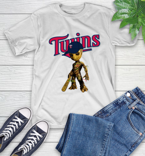 MLB Minnesota Twins Groot Guardians Of The Galaxy Baseball T-Shirt