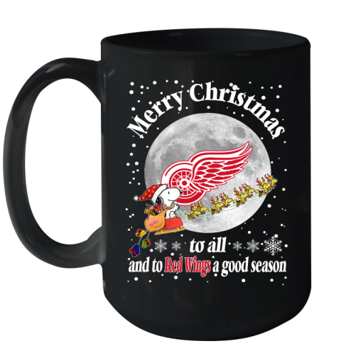 Detroit Red Wings Merry Christmas To All And To Red Wings A Good Season NHL Hockey Sports Ceramic Mug 15oz