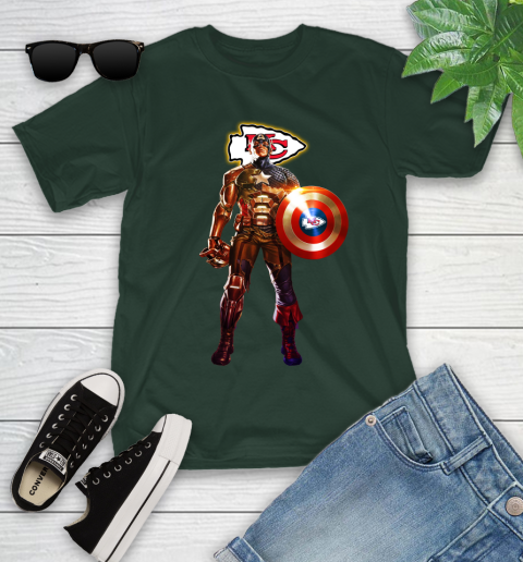 NFL Captain America Marvel Avengers Endgame Football Sports Kansas City Chiefs Youth T-Shirt 5