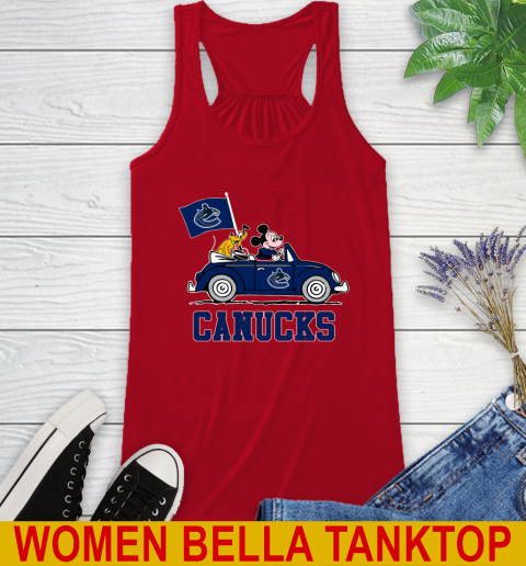 NHL Hockey Vancouver Canucks Pluto Mickey Driving Disney Shirt Racerback Tank 6