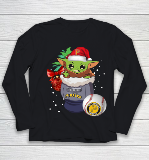 Pittsburgh Pirates Christmas Baby Yoda Star Wars Funny Happy MLB Youth Long Sleeve