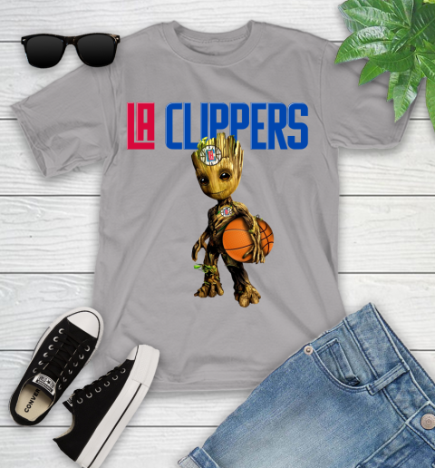 LA Clippers NBA Basketball Groot Marvel Guardians Of The Galaxy Youth T-Shirt 5 LA Clippers NBA Basketball Groot Marvel Guardians Of The Galaxy Youth T-Shirt - Image 5