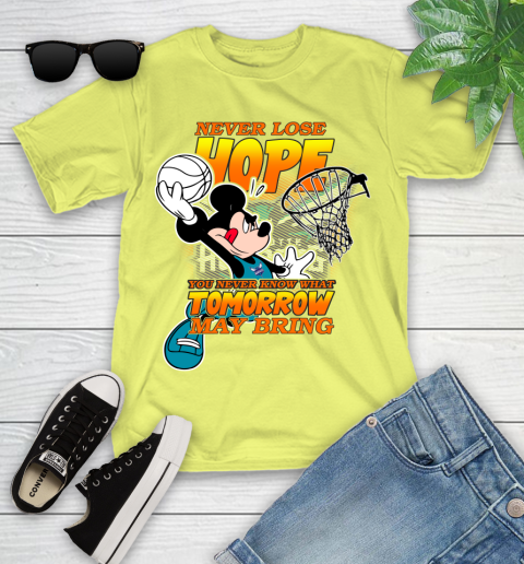 Charlotte Hornets NBA Basketball Mickey Disney Never Lose Hope Youth T-Shirt 10