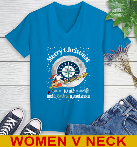 Seattle Mariners Merry Christmas To All And To Mariners A Good Season MLB Baseball Sports Women's V-Neck T-Shirt 7
