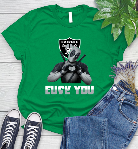 NHL Oakland Raiders Deadpool Love You Fuck You Football Sports Women's T-Shirt 9