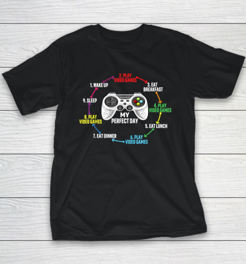 My Perfect Day Video Games Funny Cool Gamer Youth T-Shirt
