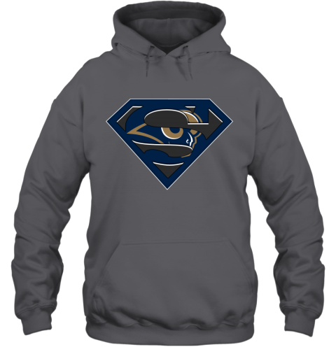 NFL Los Angeles Rams LOGO Superman xpkl nfl los angeles ramslogo superman hoodie 23 front charcoal