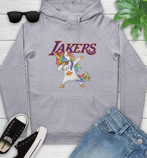 Los Angeles Lakers NBA Basketball Funny Unicorn Dabbing Sports Youth Hoodie 6