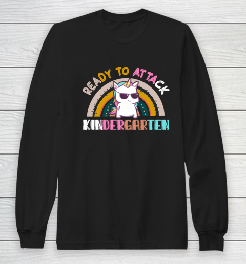 Back to school shirt Ready To Attack Kindergarten Unicorn Long Sleeve T-Shirt