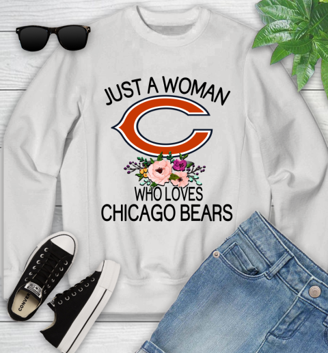 NFL Just A Woman Who Loves Chicago Bears Football Sports Youth Sweatshirt