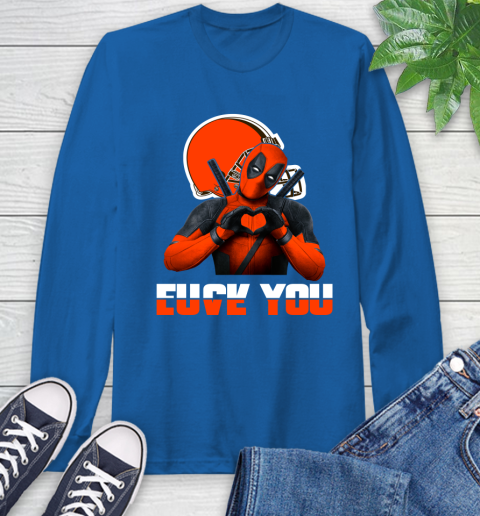 NHL Cleveland Browns Deadpool Love You Fuck You Football Sports Long Sleeve T-Shirt 10
