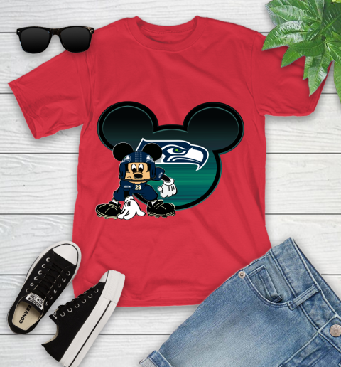 NFL Seattle Seahawks Mickey Mouse Disney Football T Shirt Youth T-Shirt 10